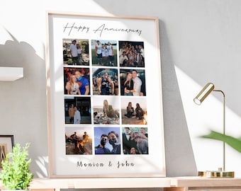 Personalized Anniversary Photo Collage Gift: Custom Number or Heart (Digital File)