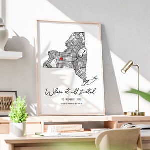 Cadeaux d'anniversaire,La où tout a commencé,Carte du lieu où nous nous sommes rencontrés,Impression de carte personnalisée,Cadeaux de remise des diplômes,Notre première maison,Cadeaux d'anniversaire pour elle,Cadeau de mariage