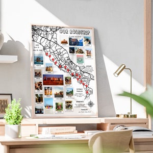 Anpassbare Reisekarte | Adventure Road trip Illustriertes Poster | Personalisierte Reise Souvenir Druck | Individuelle Wanderlust Country Wall Art