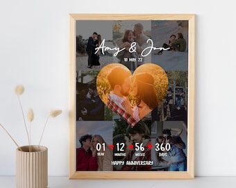 Our First Year Together Personalized Photo Collage, One Year Anniversary Gifts for Boyfriend, anniversary gift for him 1 year