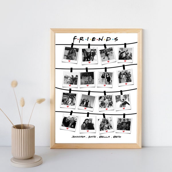 Best Friends Photo Collage, Best Friend Gift, Best Fiends Forever Gift with names and 16 polaroids