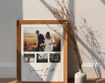 1 Year Anniversary Gift For Boyfriend Custom Photo Collage Monthly Memories Calendar Printable 2 Year Anniversary Gift Personalized Wall Art