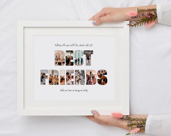 Custom Friends word Photo Collage, Best Friend Birthday Gift, Friendship's Day Gift, Best Friend Ever, personallized Printable BFF collage