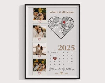 Where It All Began Map Anniversary Gift, First Date Custom Map Print Cute Relationship Gift, Personalized Map Print Wedding Anniversary Gift