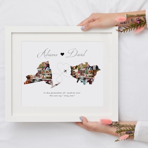 Personalisierte Fern Beziehung Geschenk, Herz Karte auf Leinwand, Dating Jahrestag, Freund Geschenk Fern, Valentinstag Geschenk