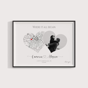 Cadeaux d'anniversaire,La où tout a commencé,Carte du lieu où nous nous sommes rencontrés,Impression de carte personnalisée,Cadeaux de remise des diplômes,Notre première maison,Cadeaux d'anniversaire pour elle,Cadeau de mariage