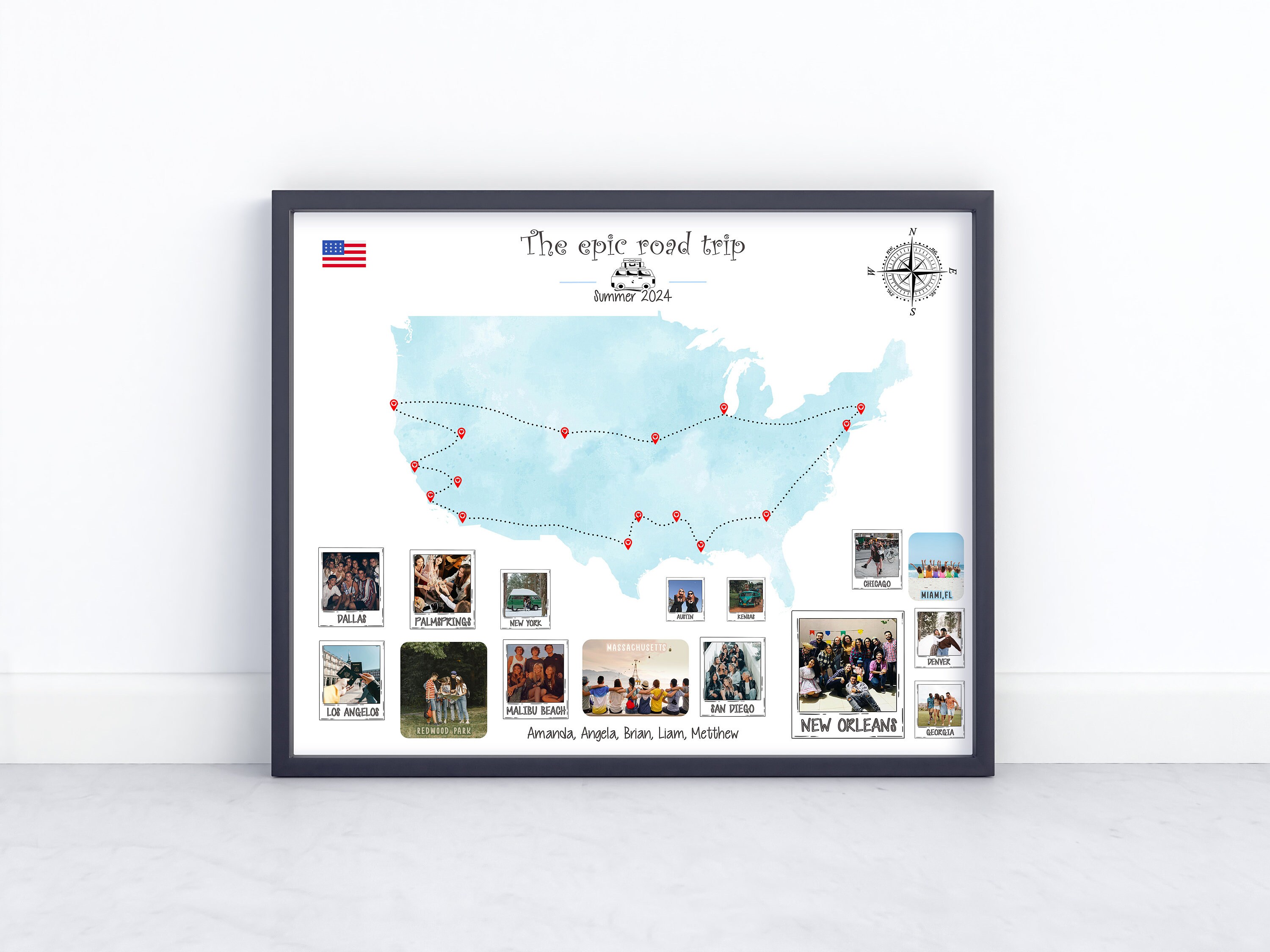 Personalize Map Print - Custom Travel Map - Adventure Map - Driving Map ...