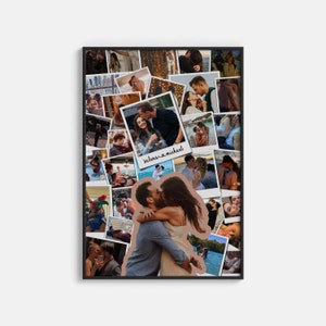 Jubiläumsgeschenk Benutzerdefinierte Fotocollage, personalisierte romantische Wandkunst, unvergessliche Paargeschenkidee zum Feiern