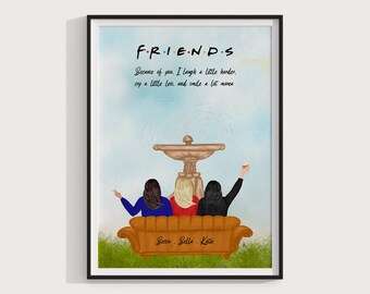 Custom Best Friend Portrait Print – Digital Duo Illustration, Personalized BFF Keepsake, Instant Download Art