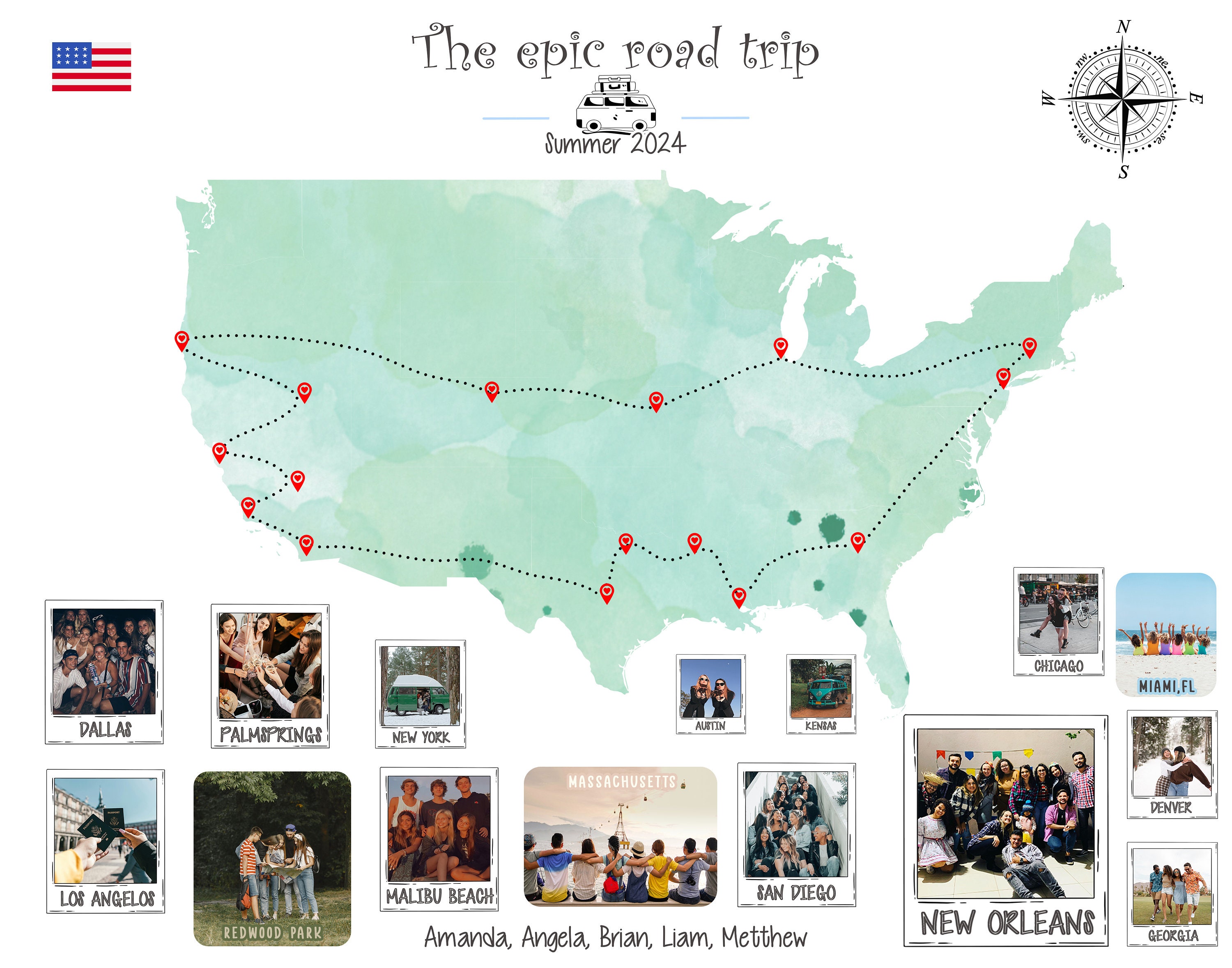 USA Travel Map With Pictures Custom Road Trip Design Il 4vdh 