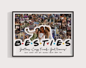 Besties Photo Collage Gift, Custom Best Friend Picture Poster, Personalized Friendship Wall Art, BFF Digital Collage , Birthday Gift Idea