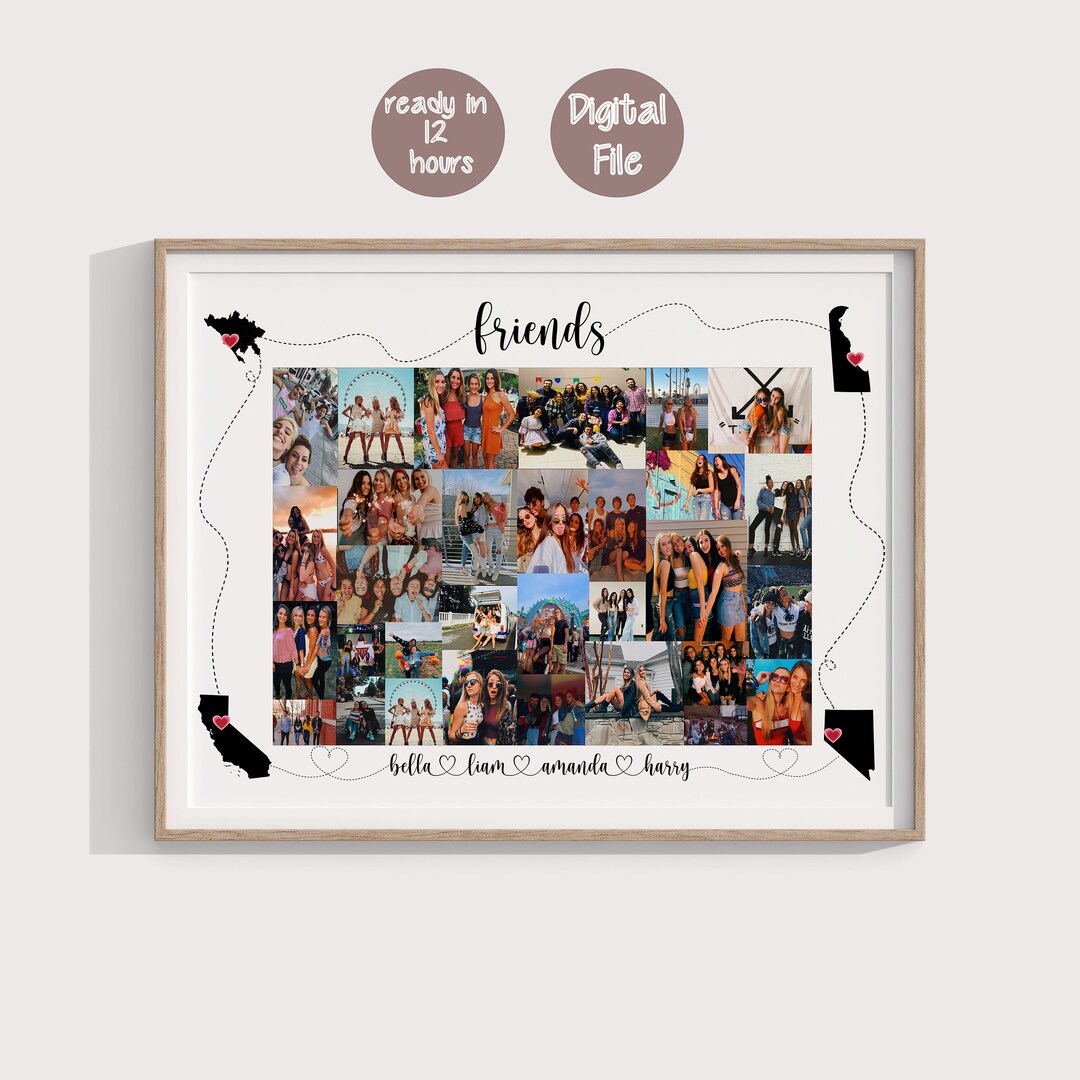 Best Friend Photo Collage Personalized Bff Photo Collage Etsy