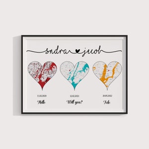 Bonjour, Voulez-vous, Carte personnalisée à imprimer Imprimable, Carte des fiançailles et des mariages rencontrés, Cadeaux pour lui, Cadeaux de la Saint-Valentin, Notre histoire jusqu'à présent, Carte personnalisée