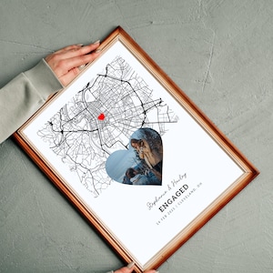 Impressão de mapa de noivado, coordenadas personalizadas para casais, presente de pedido de casamento digital, mapa do amor para impressão, arquivo personalizado, arte para salvar a data do casamento