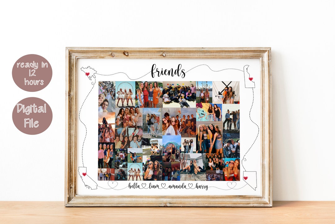 Best Friend Photo Collage, Personalized Bff Photo Collage, Best Friend