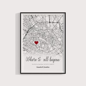 Where We Met Map /Where it all began /Couple Map/ Gift for her/ Gift for him/Personalized Map/ Custom Map/Anniversary Gift/ DIGITAL File #5