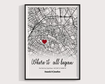 Where We Met Map /Where it all began /Couple Map/ Gift for her/ Gift for him/Personalized Map/ Custom Map/Anniversary Gift/ DIGITAL File #5