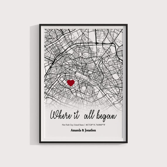 Where We Met Map /Where it all began /Couple Map/ Gift for her/ Gift for him/Personalized Map/ Custom Map/Anniversary Gift/ DIGITAL File #5
