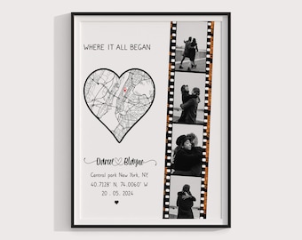 Engagement Gift | Engagement Print | Engagement Map Print | Couples Gift | Personalised Map Print | Engagement Map | Engagement Gifts
