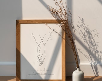 Presente de casamento personalizado com nome e data | Foto de casamento de mãos dadas, noivos | Aniversário de casamento, Dia dos Namorados