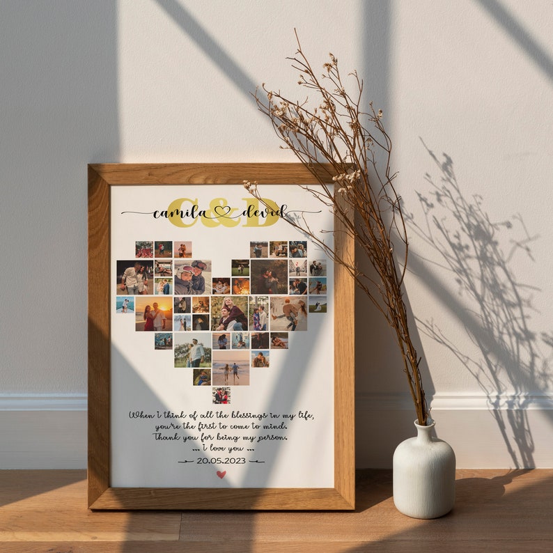 Personalize 1st Year Anniversary Photo Collage Gift, 1 Year Anniversary