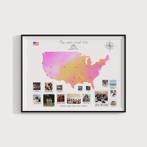 Viagem de carro personalizada, arte de mapa personalizada, impressão de viagem para casal, arte de parede de aventura, pôster de viagem digital, mapa de presente de aniversário