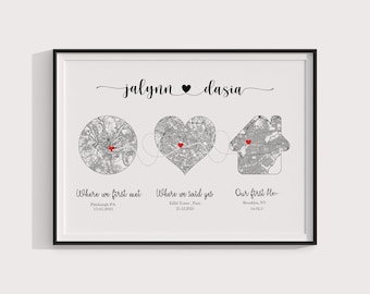 Gepersonaliseerde kaartfoto huwelijkscadeau, ontmoet verloofd getrouwd, kaart afdrukken, papier huwelijksverjaardagscadeau, valentijnscadeau, cadeau voor het paar