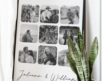 Paar druckbare Foto-Collage, personalisierte paar Geschenk, individuelle Fotowandkunst, digitaler Download, Jubiläumsgeschenk, Liebe Collage