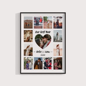 Primo regalo di anniversario per lui Collage fotografico personalizzato / Regalo personalizzato di 1 anno di anniversario per il fidanzato o regalo di 1° anniversario per il marito