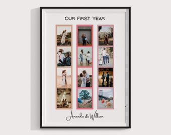 Custom Polaroid Photo Frame Anniversary Template, Anniversary Gift, 1st Anniversary Gift, Personalized Photo Frame, 1 Year Anniversary Gift