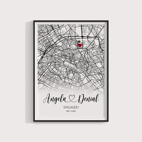 Engagement Gift | Personalised Engagement Map Present | Gift for Engaged Couple | Just Engaged Special Place Gift | *ANY LOCATION* #8