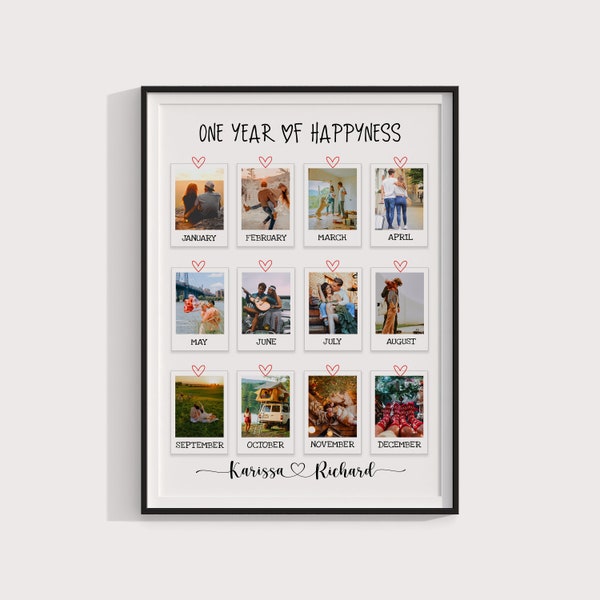 Personalized one year anniversary gift for couple, Polaroid photo collage gift for couple,  Wedding anniversary gift for couple