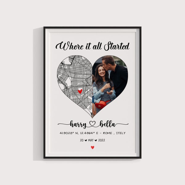 Where It All Began Picture Frame | Personalized Where Love Began Coordinates Picture Frame |Where We Met Coordinates custom anniversary gift