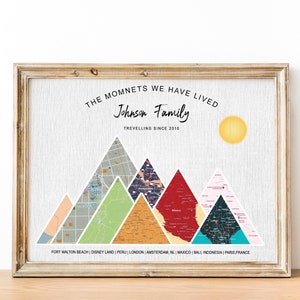 Carte de la montagne Adventure Together®, cadeau de Noël personnalisé, cadeau pour parents, cadeau pour petite amie, cadeau d'anniversaire, cadeau pour future mariée
