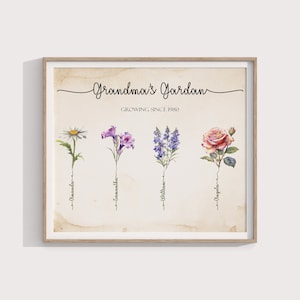 Custom Birth Flower Family Bouquet Print, Birth Month Flower Gift for Mom, Mother&#39;s Gift, Custom Digital Wall Art Print Personalized Gift