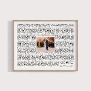Wedding Song Lyrics with Photo Personalized First Dance Favorite Song Canvas Print 1st Anniversary Custom Sign Framed Valentines Day Gift