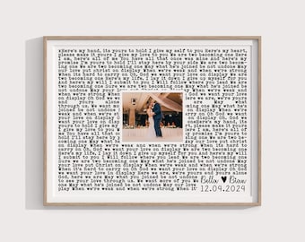 Wedding Song Lyrics with Photo Personalized First Dance Favorite Song Canvas Print 1st Anniversary Custom Sign Framed Valentines Day Gift