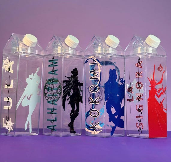 Genshin Impact Character Vinyl Milk Carton Water Bottle merch (Eula/Alhaitham/Kokomi/LaSignora)