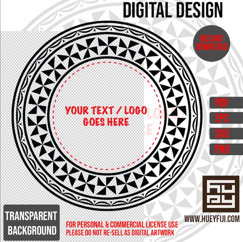 Tongan Kupesi Seamless Pattern Circle Frame Border Polynesian Etsy