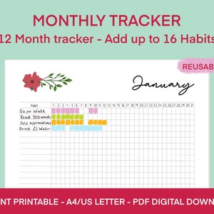 Monthly HABIT Tracker | Digital download- A4 & U.S LETTER pdf
