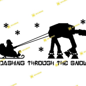 Star Wars, rusar genom snön, jultomten, snö, dödsstjärnan, At-At, Hoth | SVG PNG | Silhouette Cricut skärklar direktnedladdning