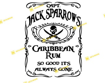 Jack Sparrow, Caribbean Rum, Pirates of the Caribbean | SVG PNG | Silhouette Cricut Cutting Ready Instant Download