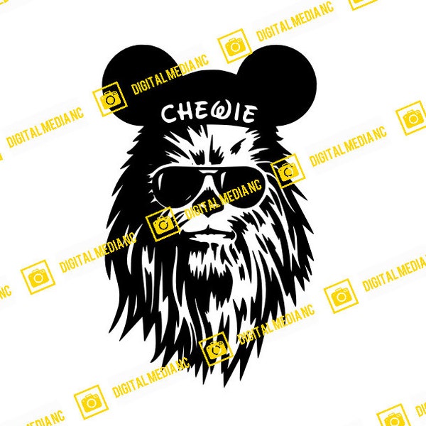 Star Wars, Chewie, Chewbacca, sunglasses, ear hat, Mickey | SVG PNG | Silhouette Cricut Cutting Ready Instant Download