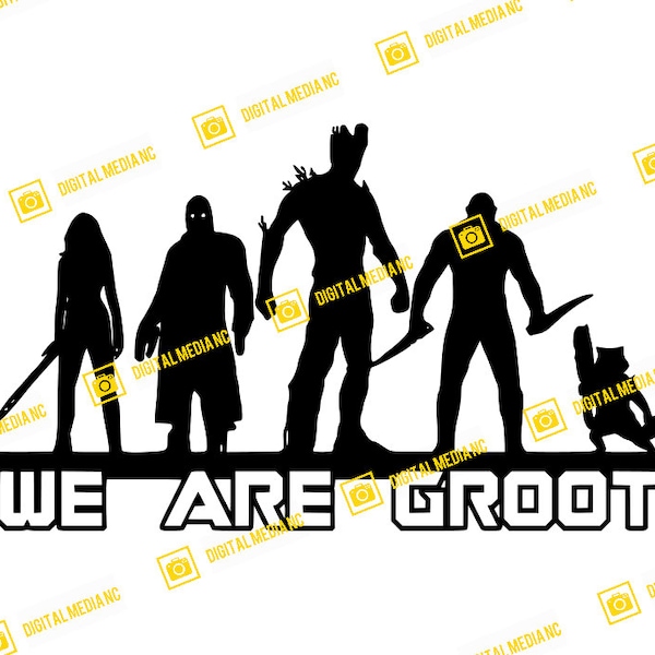 We Are Groot, Cosmic Rewind, Guardians of the Galaxy, Star Lord, Gamora, Drax, Groot, Rocket | SVG PNG | Silhouette Cricut Cutting Ready