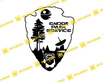 Star Wars, Return of the Jedi, Endor Park Service, Forest Moon, Ewok | SVG PNG | Silhouette Cricut Cutting Ready Instant Download