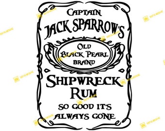 Jack Sparrow, Shipwreck Rum, Pirates of the Caribbean | SVG PNG | Silhouette Cricut Cutting Ready Instant Download