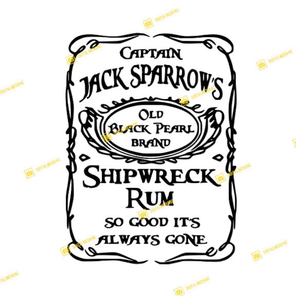 Jack Sparrow, Shipwreck Rum, Pirates of the Caribbean | SVG PNG | Silhouette Cricut Cutting Ready Instant Download