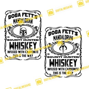 Boba Fett Bounty Hunter Whiskey, Star Wars, Mandalorian, Mythosaur, Carbonite | SVG PNG | Silhouette Cricut Cutting Ready Instant Download