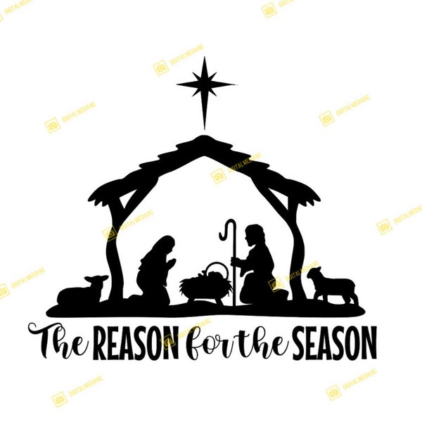 Jesus is the Reason for the Season, Christmas Nativity | SVG PNG | Silhouette Cricut Cutting Ready Instant Download