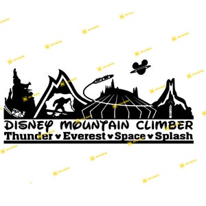 Dis Mountain Climber, Thunder, Everest, Space, Splash, Mickey, Orlando, Castle | SVG PNG | Silhouette Cricut Cutting Ready Instant Download
